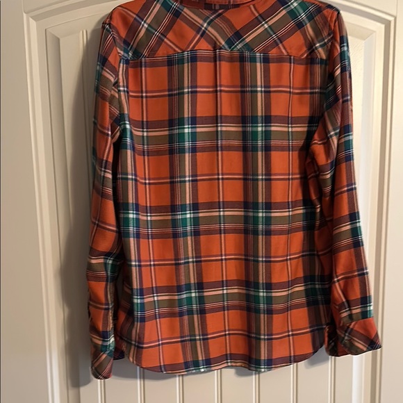 Chaps Orange Plaid Button Down Shirt - Picture 2 of 8
